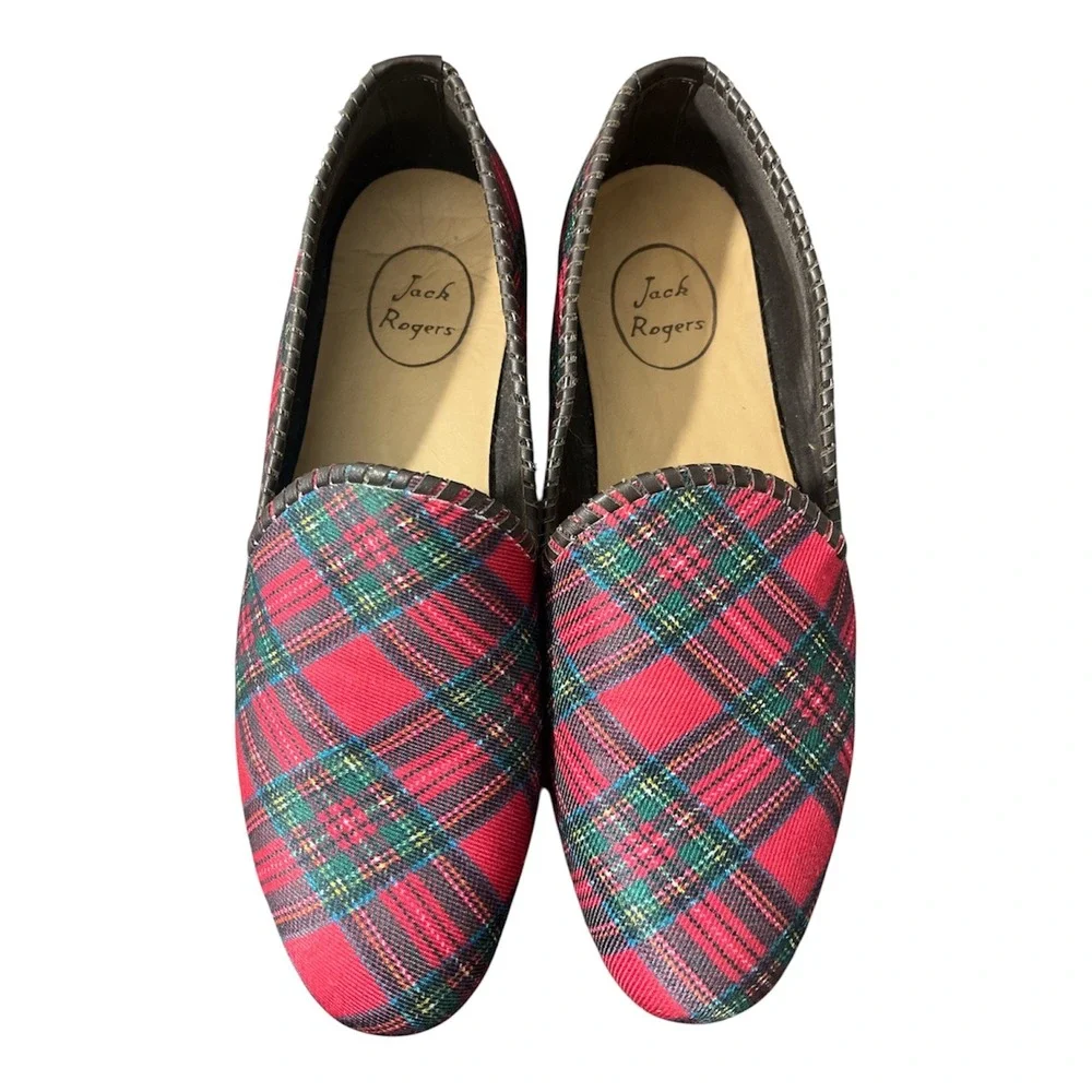 Jack Rogers Plaid Loafers Sz 10 Mens Red Tartan Preppy Slip On Shoes Christmas